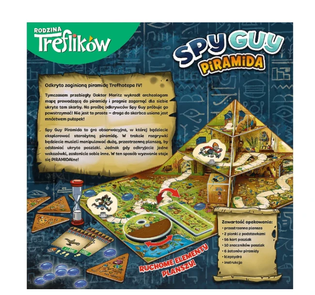 tył-granatowego-pudełka-gry-obserwacyjnej-Trefl-Spy-Guy-Piramida-z-ilustracją-i-opisem-zawartości-opakowania.png