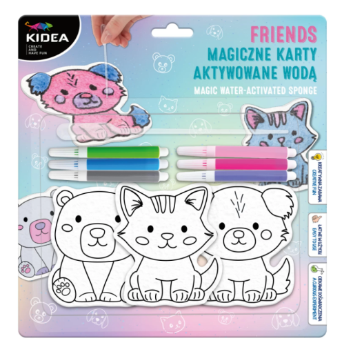 Kolorowe-opakowanie-zestawu-kreatywnego-kidea-friends-magiczne-karty-aktywowane-wodą-z-pipetą-kartami-kotka-pieska-misia-i-flamastrami.png