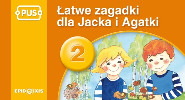 pomarańczowa-okładka-książeczki-z-serii-PUS-Łatwe-zagadki-dla-Jacka-i-Agatki-2-z-ilustracją-chłopca-i-dziewczynki.png