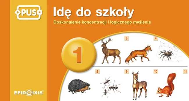 pomarańczowa-okładka-książeczki-z-serii-PUS-Idę do szkoły-1-z-ilustracjami-zwierząt-leśnych.png