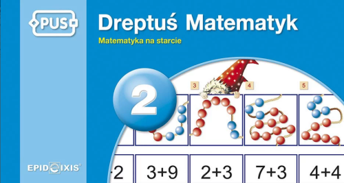 niebieska-okładka-książeczki-z-serii-PUS-Dreptuś-Matematyk-2-z-ilustracjami-koralików-i-działaniami-matematycznymi.png
